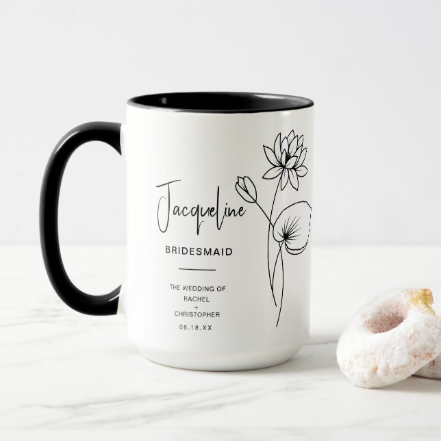 July Bridesmaid | Water Lily Birth Flower Mug (With Donut)