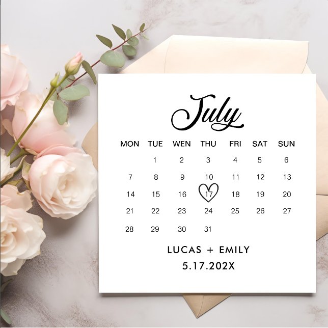 July Calendar Dark Black Wedding Napkin (Creator Uploaded)