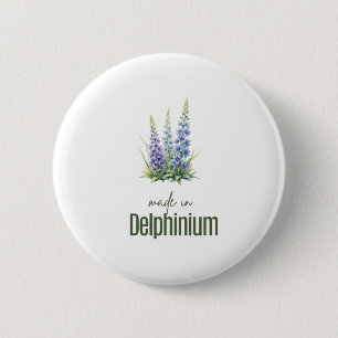 July Delphinium Birth Flower Flat Thank You 6 Cm Round Badge