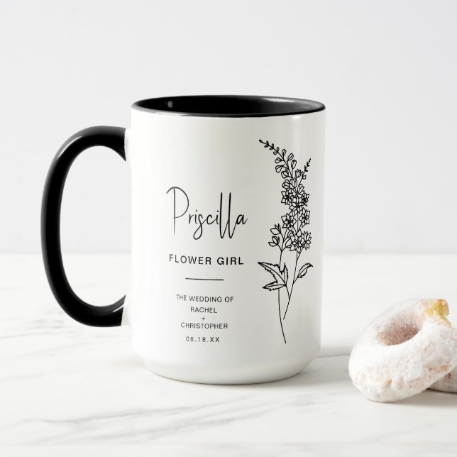 July Flower Girl | Larkspur Birth Flower Mug (With Donut)