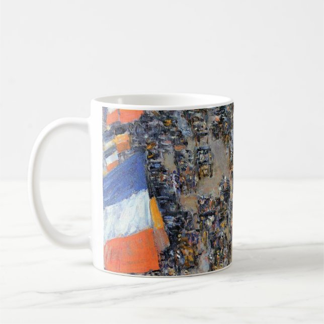 July Fourteenth, Rue Daunou by Childe Hassam Coffee Mug (Left)