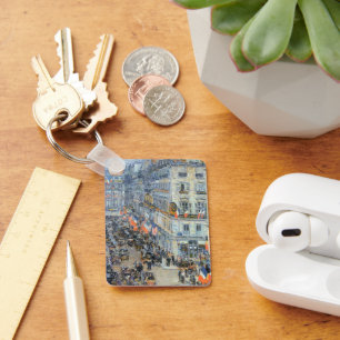 July Fourteenth, Rue Daunou by Childe Hassam Key Ring