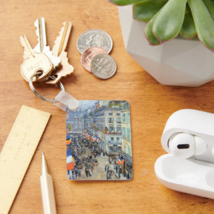 July Fourteenth, Rue Daunou by Childe Hassam Key Ring
