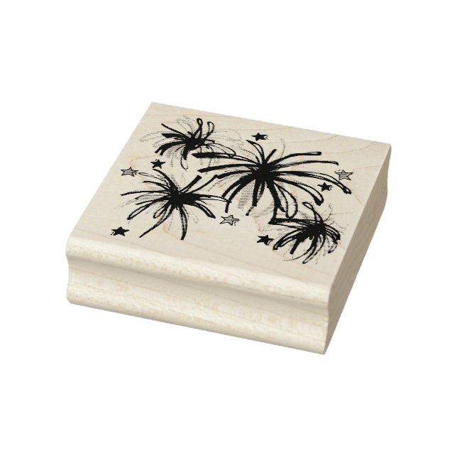 July Fourth 4th Patriotic Fireworks Star Celebrate Rubber Stamp (Stamp)