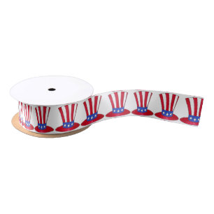 July Fourth 4th Uncle Sam Hat USA Patriotic Ribbon Satin Ribbon