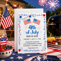 July Fourth American Flag Bald Eagle BBQ Fireworks