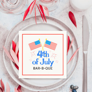 July Fourth American Flag Fireworks Napkin