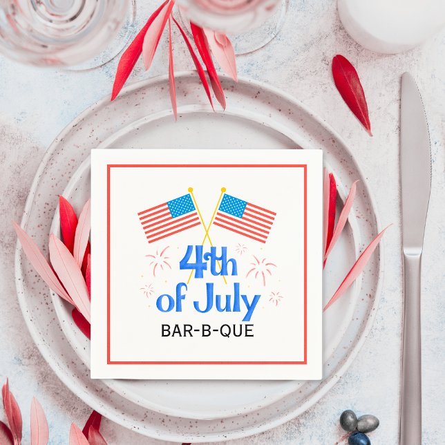 July Fourth American Flag Fireworks Napkin (July Fourth American Flag Fireworks Napkins)