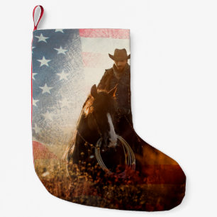 July Fourth cowboy portrait Small Christmas Stocking