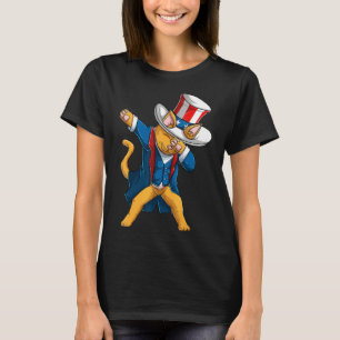 July Fourth Dabbing Ca American Cat Mum Dad Patrio T-Shirt