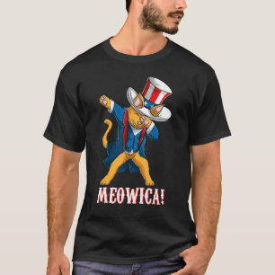 July Fourth Dabbing Cat Meowica  American Cat Mum  T-Shirt