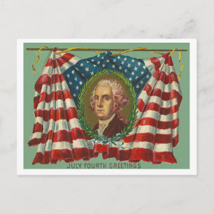 July Fourth Greetings - Washington Postcard