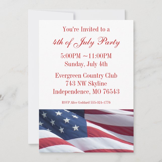 July Fourth or Election Campaign Party Invitations (Front)