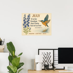 July Freedom Inspirational Hummingbird Poster