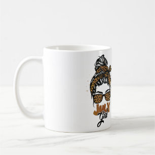 July Girl Messy Hair Sunglasses Leopard Lady Coffee Mug