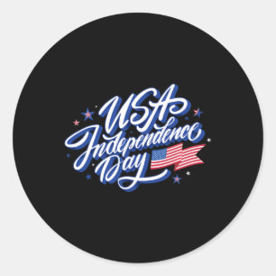 July Independence Day Usa Flag Patriotic American  Classic Round Sticker