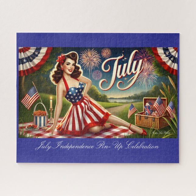 July Independence Pin-Up Celebration Jigsaw Puzzle (Horizontal)