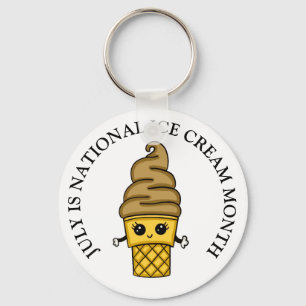 July is National Ice Cream Month   Button Key Ring