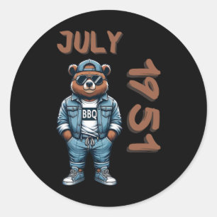 July King Grill Master Bear Bbq Lover Dad Birthday Classic Round Sticker