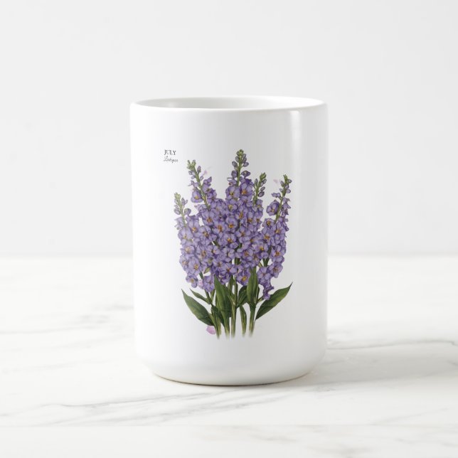 July Larkspur Bloom - Personalized Birthday Gift Coffee Mug (Center)