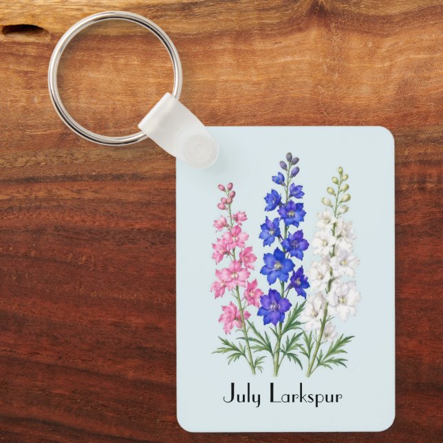 July Larkspur Flowers  Key Ring (Front)