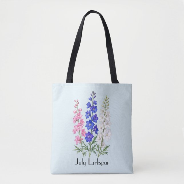 July Larkspur Flowers Tote Bag (Front)