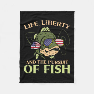 July Life Liberty Pursuit Fish Funny Fishing Patri Fleece Blanket