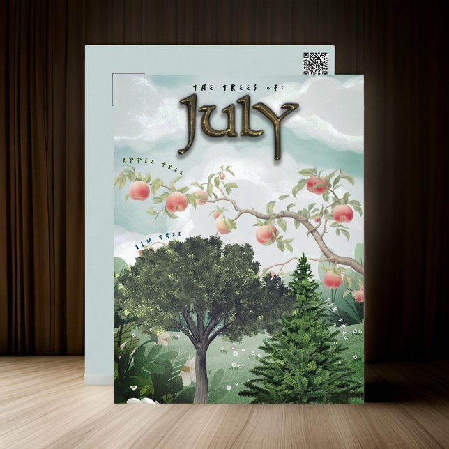 July Month Trees Fir Apple Elm Postcard (Creator Uploaded)
