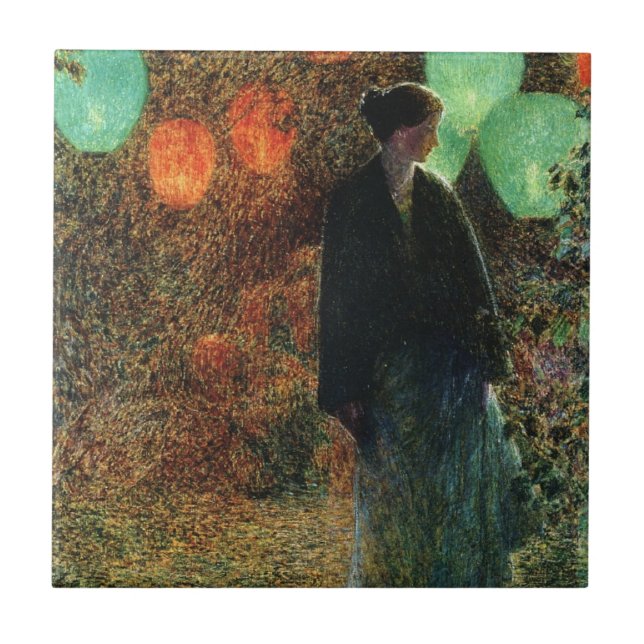 July Night (by Childe Hassam) Ceramic Tile (Front)