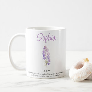 July Personalised Birth Flower  Coffee Mug