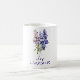 July primary birth flower Larkspur mug