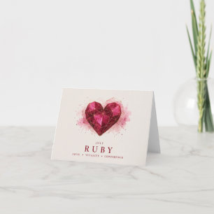 July Ruby Heart Beautiful Birthstones Thank You Ca Card