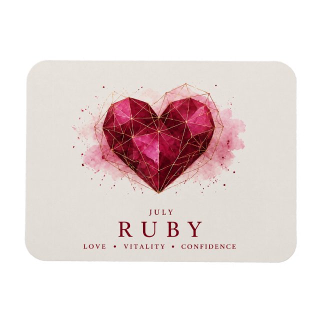 July Ruby Heart Birthstone Flexi Magnet (Horizontal)