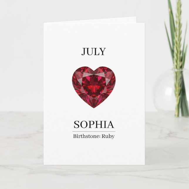 July Ruby Personalised Birthday Card (Front)