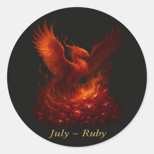 July Ruby – Phoenix & Fiery Birthstone Classic Round Sticker