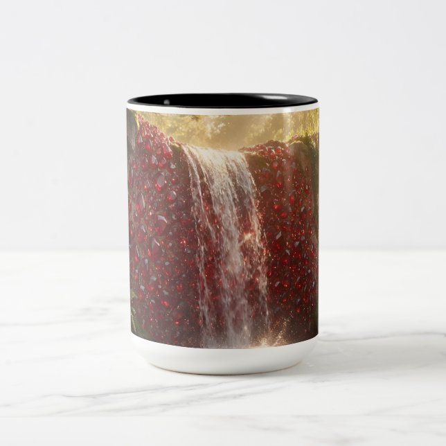 July Ruby Waterfall Two-Tone Coffee Mug (Center)