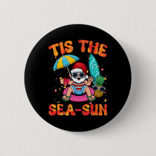 July Summer Lovers Beach Santa Tis The Sea-sun 6 Cm Round Badge