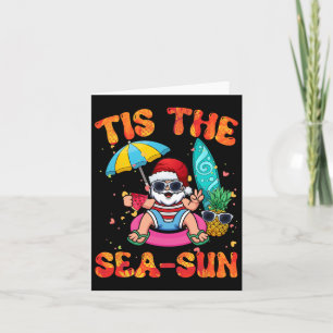 July Summer Lovers Beach Santa Tis The Sea-sun  Card
