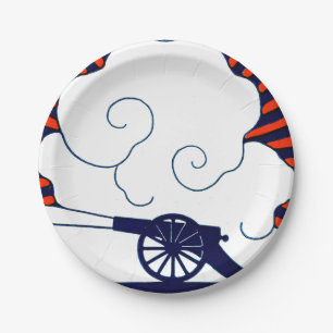 July the 4th vintage cannon artillery patriotic paper plate