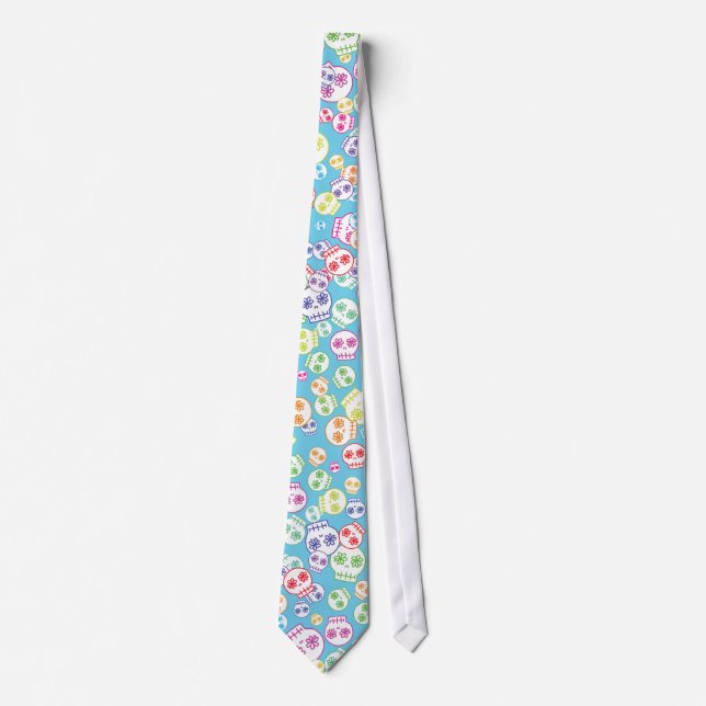 Jumble Of Colourful Skull Doodles Tie (Front)