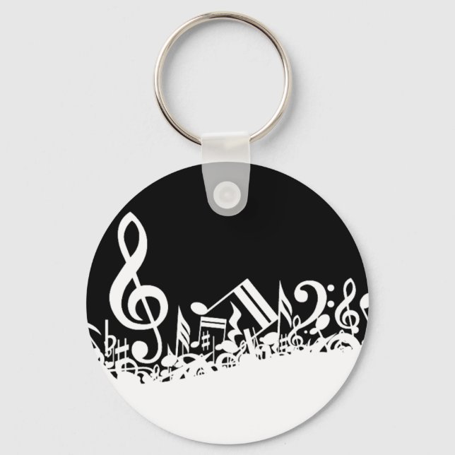 Jumble of Musical Symbols Key Ring (Front)