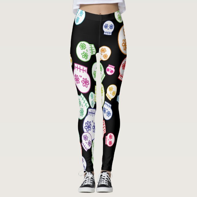 Jumble Of Sweet Skulls Leggings (Front)