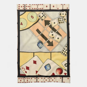 Jumbled Assortment of Games of Chance Tea Towel