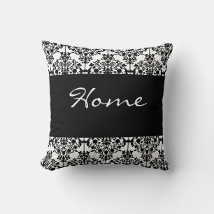 Jumbo Black and White Damask Pillow