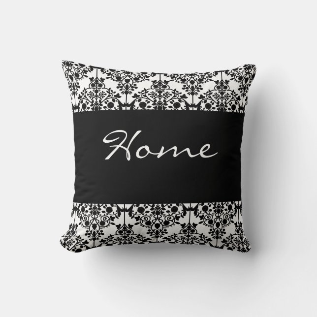 Jumbo Black and White Damask Pillow (Front)
