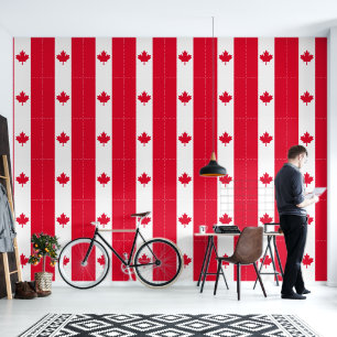 Jumbo Canada Flag Red Maple Leaf Stripe Pattern  Wallpaper
