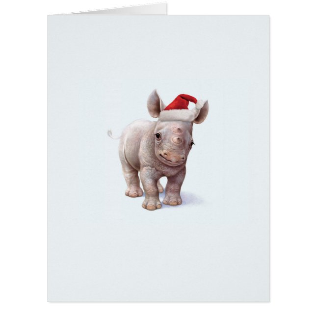 Jumbo Christmas Zoo Babies Rhino Christmas Card (Front)