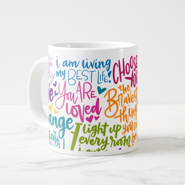 Jumbo Daily Affirmations Large Coffee Mug (Front Left)