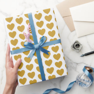 Jumbo Faux Gold Heart Pattern Valentine's Gift  Wrapping Paper