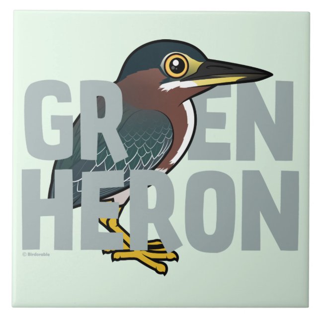 Jumbo Green Heron Ceramic Tile (Front)